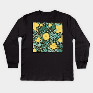 California Sun Cup Botanical Pattern Kids Long Sleeve T-Shirt